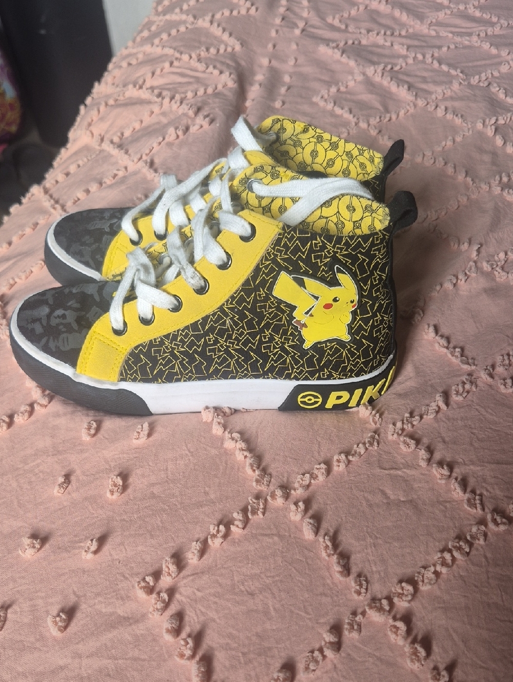 Pikachu Yellow & Black Kids High-Top Sneakers